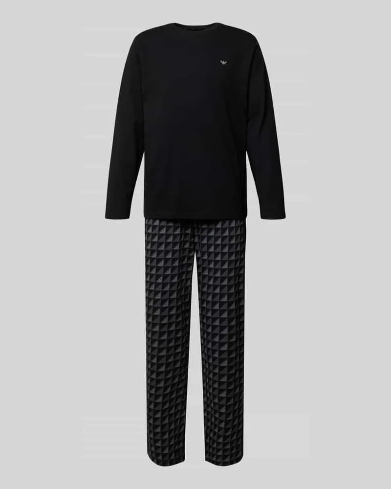 Emporio Armani Pyjama mit Logo-Stitching Black