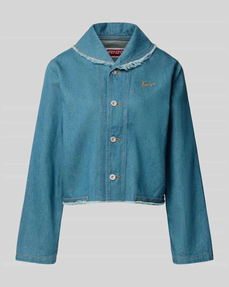 Kenzo Regular Fit Jeansjacke mit Leinen-Anteil Blau