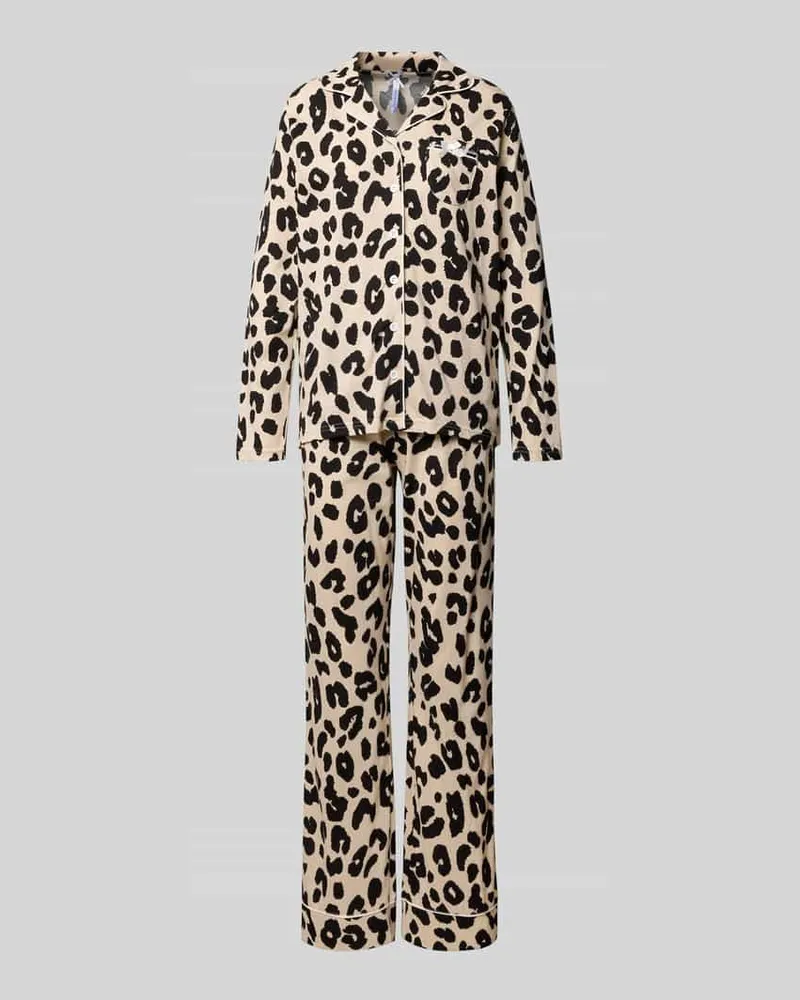 Louis & Louisa Relaxed Fit Pyjama mit Reverskragen Modell 'Schmusekatze Black