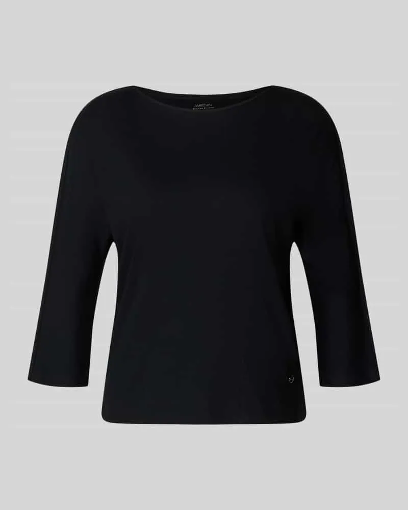 Marc Cain Shirt mit U-Boot-Ausschnitt und Label-Detail Black