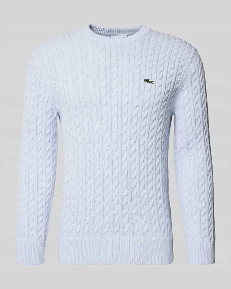 Lacoste Regular Fit Strickpullover aus Baumwoll-Mix Hellblau