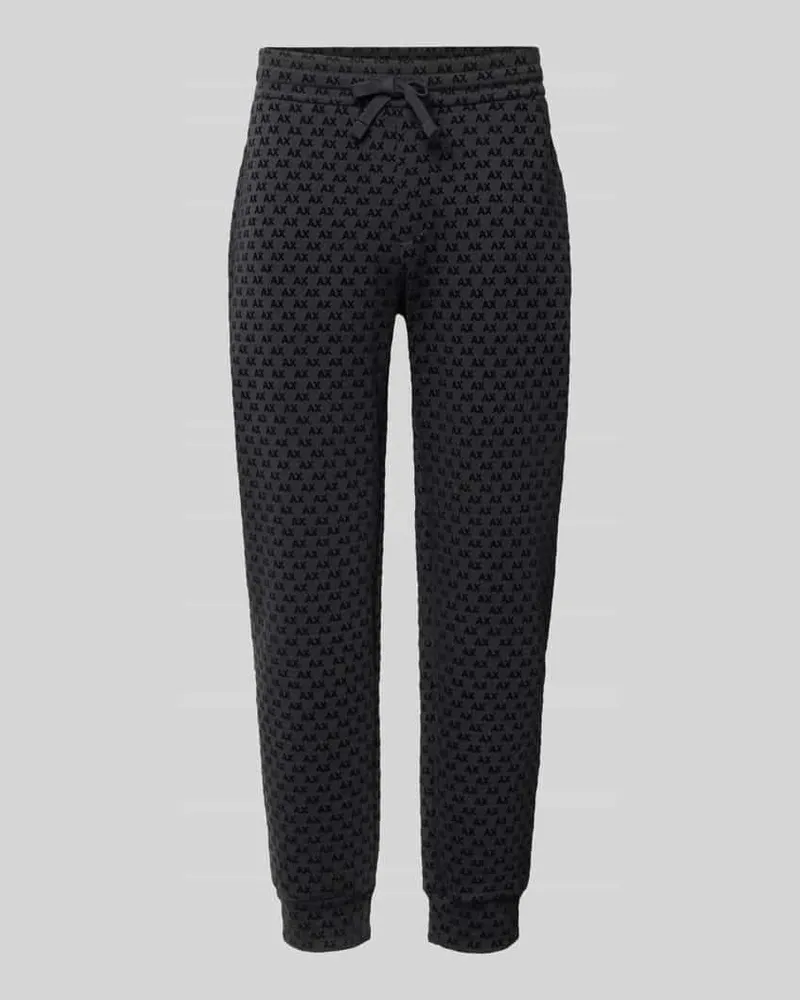 Armani Exchange Sweatpants im Allover-Look mit Logo-Muster Modell 'PANTALONI Black
