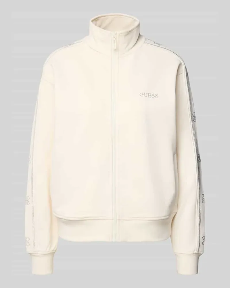 Guess Regular Fit Sweatjacke mit Viskose-Anteil Modell 'Octavia Offwhite