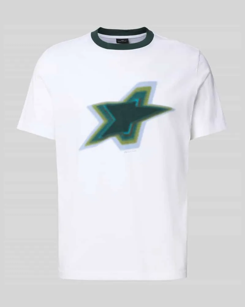 Paul Smith T-Shirt mit geripptem Rundhalsausschnitt Weiss