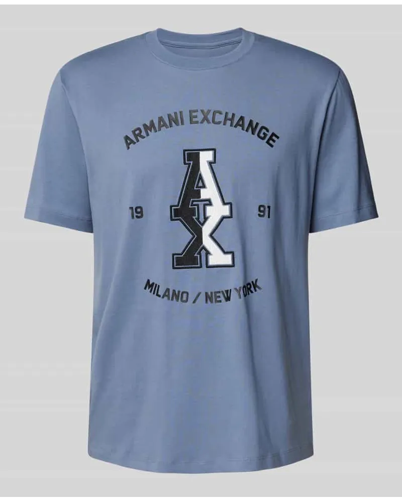 Armani Exchange T-Shirt mit Label-Print Rauchblau