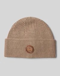 JOOP! Beanie mit Label-Badge Modell 'Feranto Camel