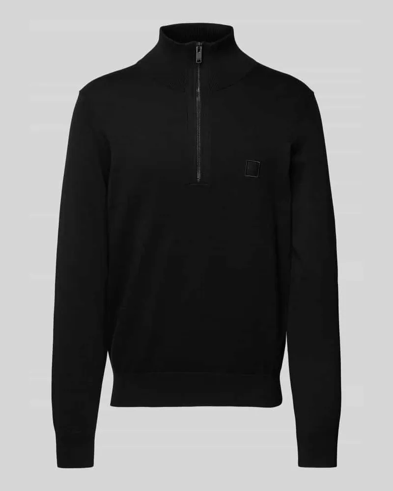 HUGO BOSS Strickpullover mit Label-Detail Modell 'Kanobix Black