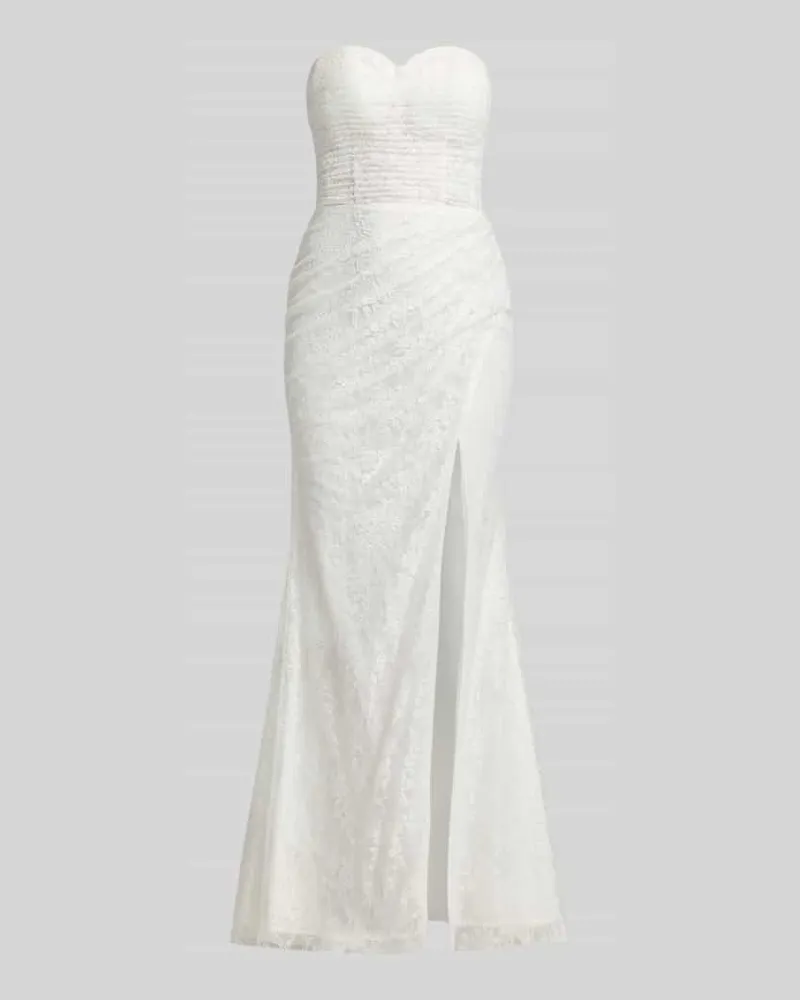 Mascara Abendkleid im Off-Shoulder-Look mit Gehschlitz Offwhite