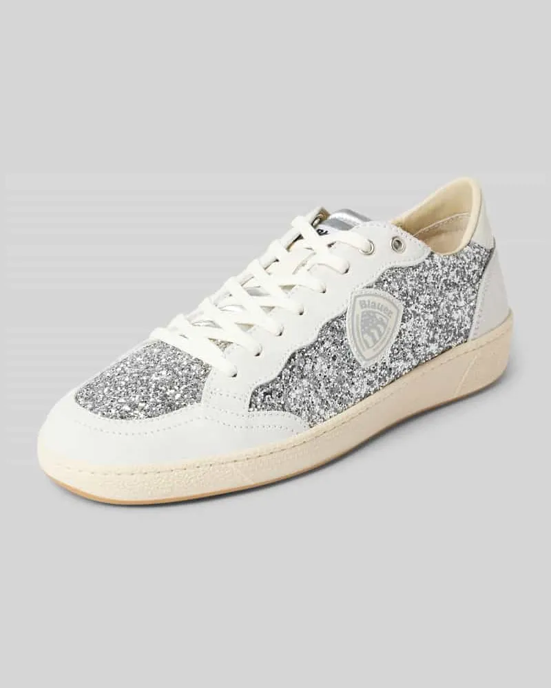 Blauer Sneaker mit Label-Badge Modell 'OLYMPIA Silber
