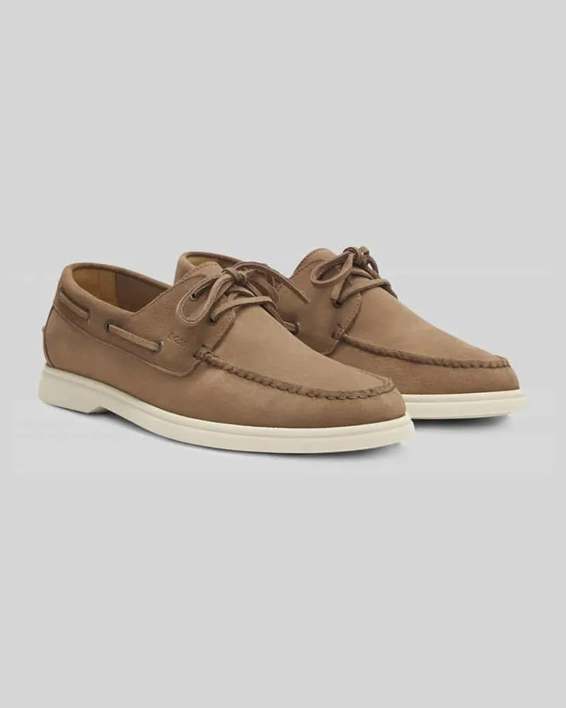HUGO BOSS Bootsschuhe aus Veloursleder Beige