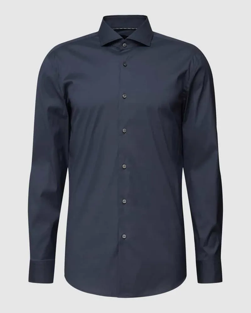 HUGO BOSS Slim Fit Business-Hemd mit Stretch-Anteil Modell 'Hank Hai Marine
