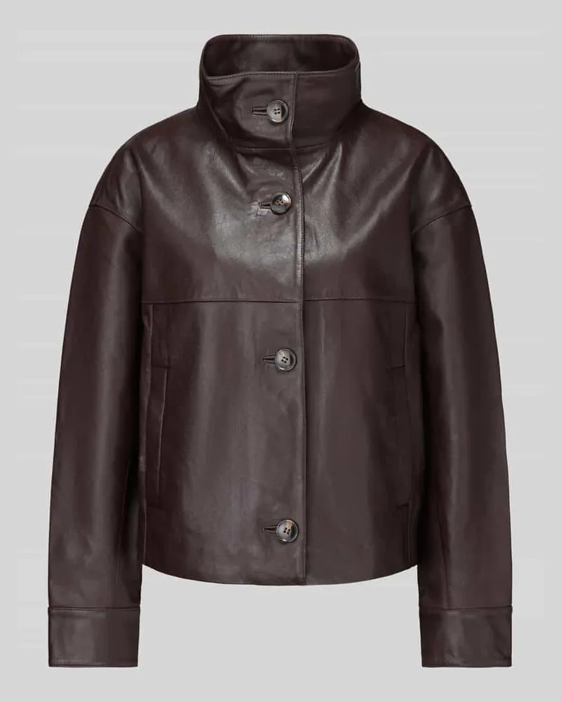 JAKE*S Lederjacke aus Lammnappa mit Stehkragen Schoko