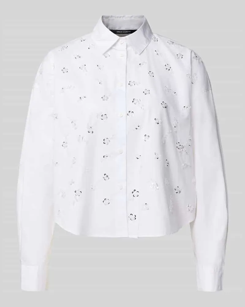 Armani Exchange Regular Fit Bluse mit Pailletten Weiss