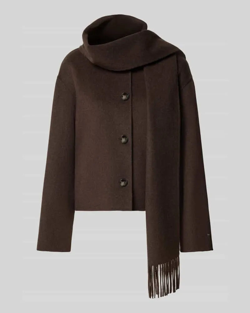 COMMA Jacke aus Woll-Mix mit Schal Dunkelbraun