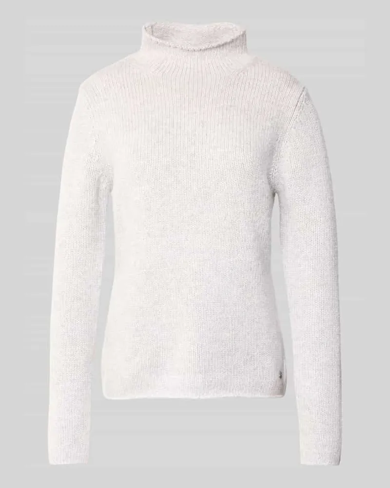 Fynch-Hatton Strickpullover aus Lanawolle mit Stehkragen Hellgrau
