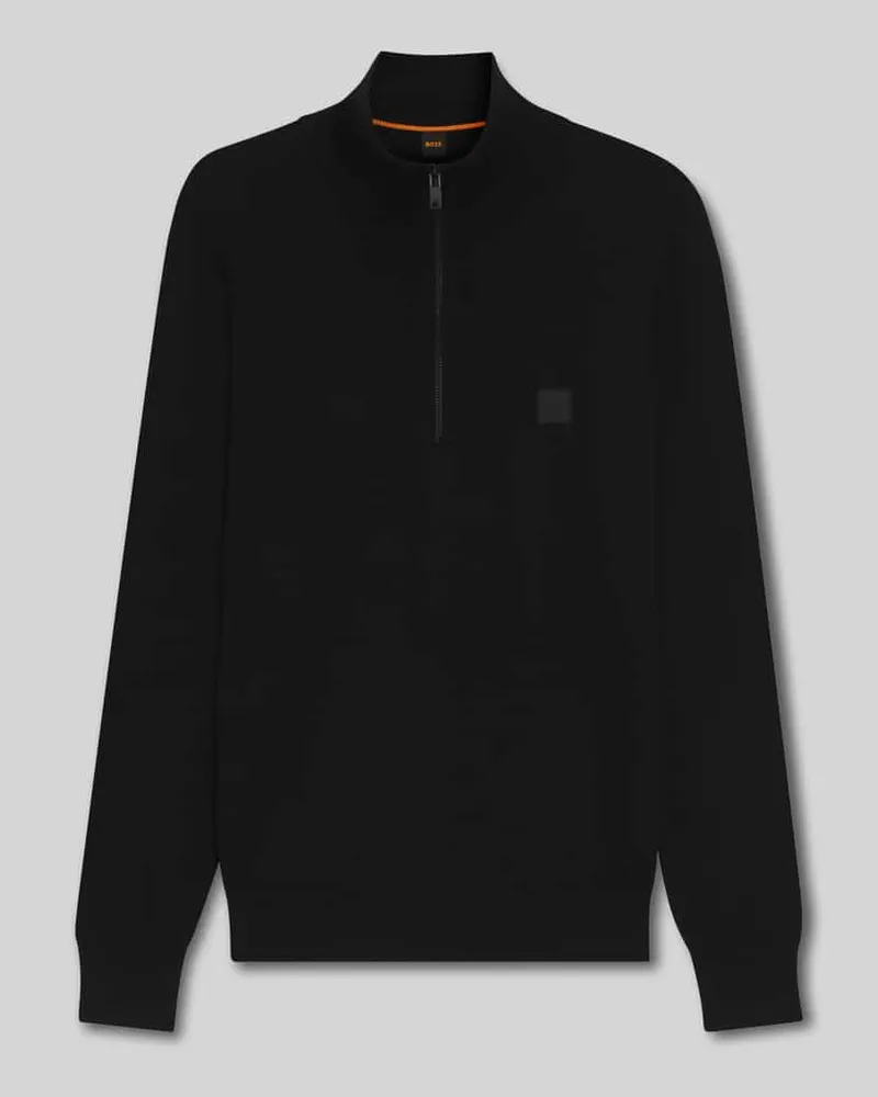 HUGO BOSS Regular Fit Troyer aus Baumwoll-Kaschmir-Mix Modell 'KANOBIX_S Black