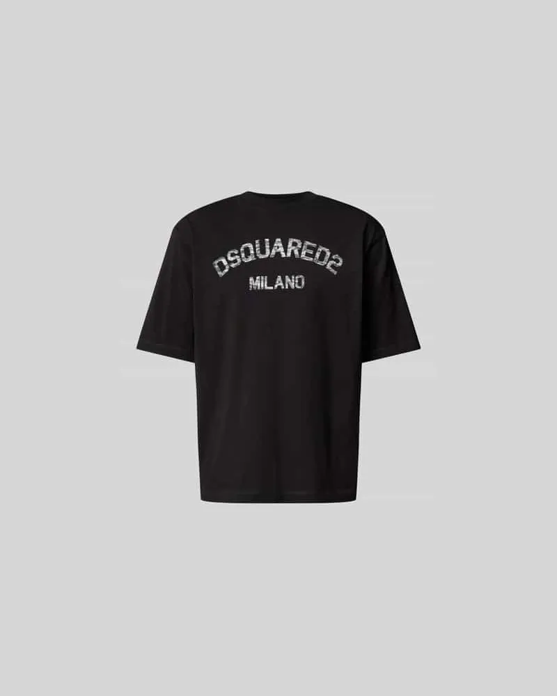Dsquared2 Loose Fit T-Shirt mit Logo-Print Black