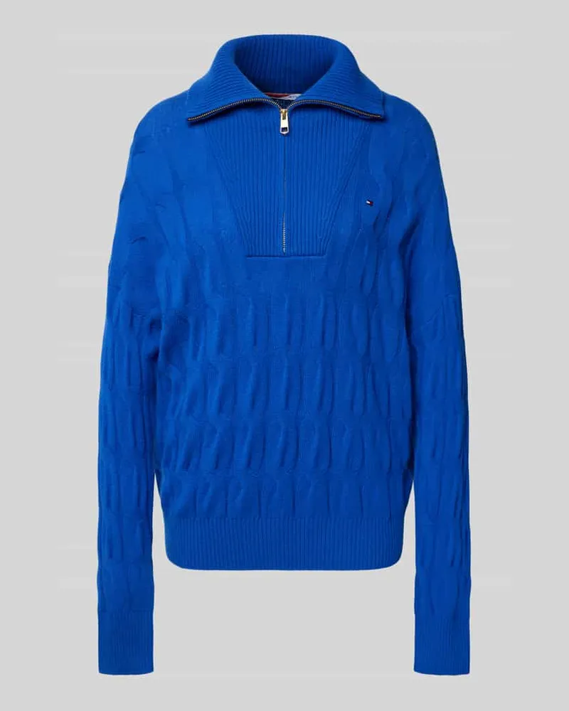 Tommy Hilfiger Relaxed Fit Strickpullover aus reiner Wolle mit Zopf-Muster Royal