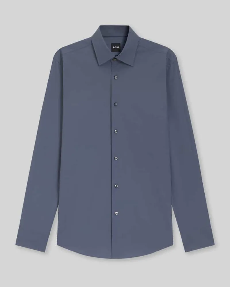 HUGO BOSS Slim Fit Businesshemd aus Baumwoll-Mix Modell 'H-HANK-KENT Jeansblau