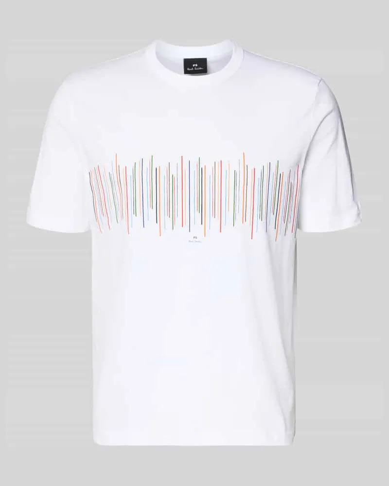 Paul Smith T-Shirt mit Rundhalsausschnitt und Motiv-Print Weiss