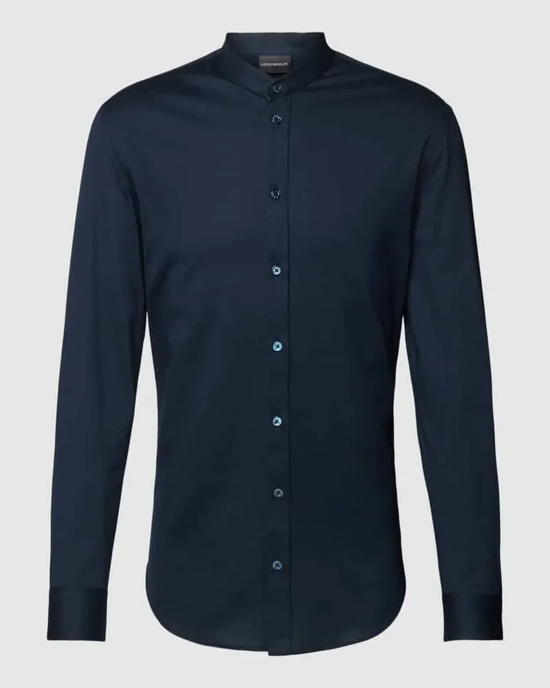 Emporio Armani Regular Fit Freizeithemd mit Stehkragen Marine