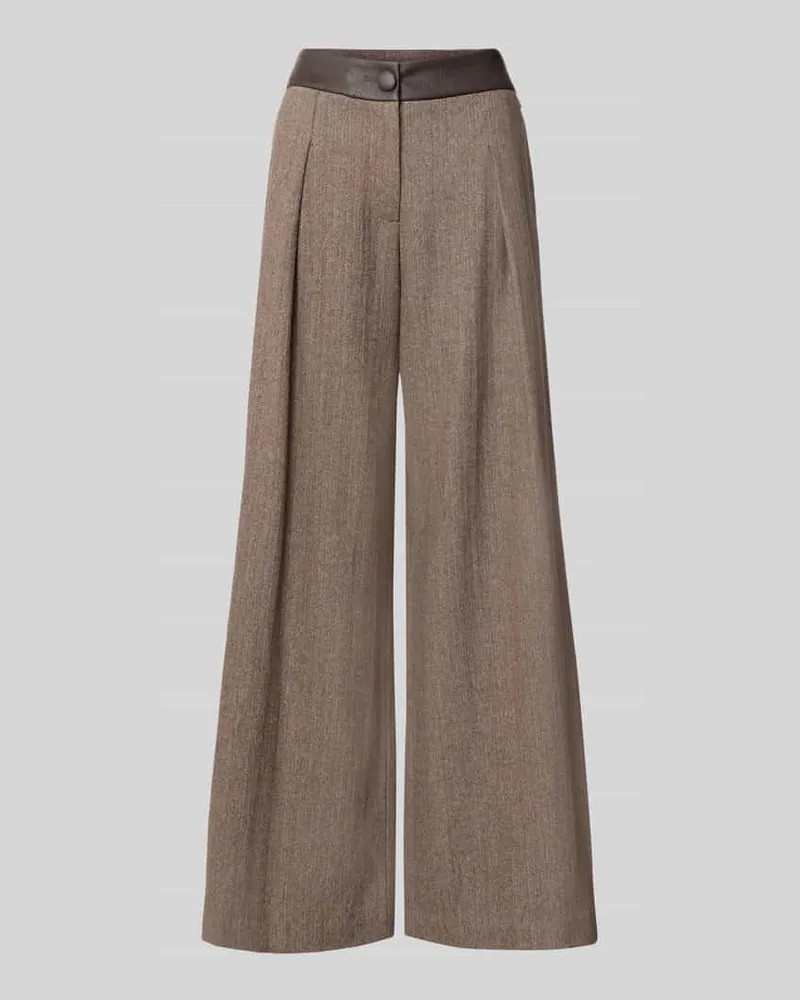 Armani Exchange Wide Leg Hose aus Schurwoll-Mix mit Eingrifftaschen Dunkelbraun