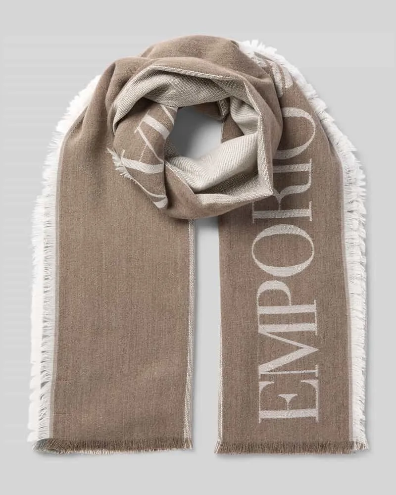 Emporio Armani Schal mit Label-Detail und Fransen Beige