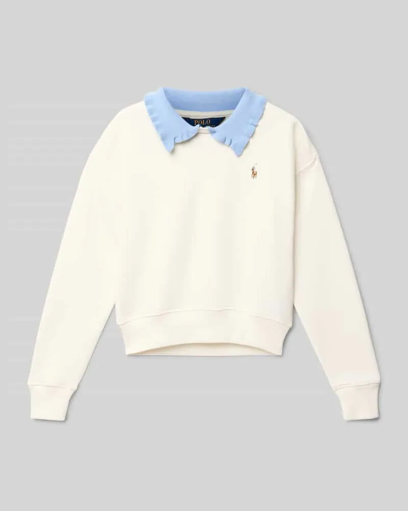Ralph Lauren Sweatshirt mit Polokragen Offwhite