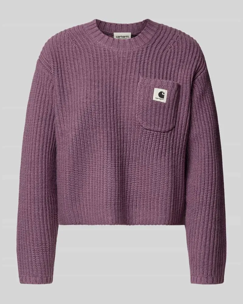 Carhartt WIP Cropped Strickpullover mit Brusttasche Altrosa