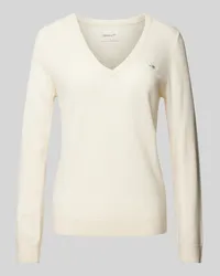 Gant Wollpullover mit V-Ausschnitt Offwhite