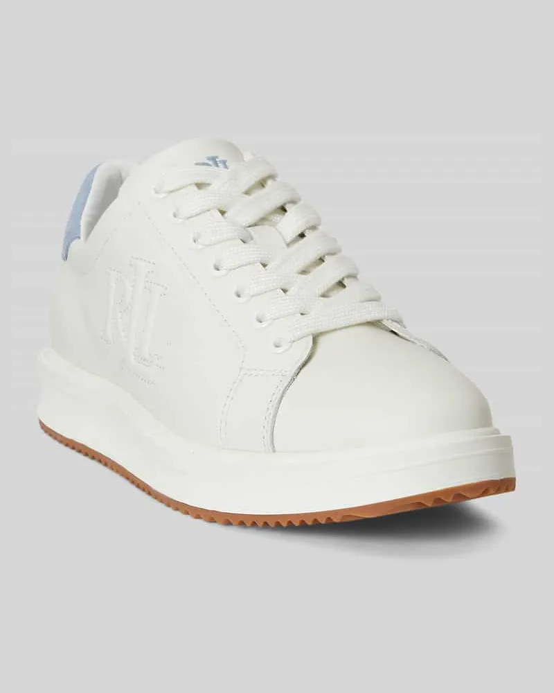 Ralph Lauren Sneaker aus echtem Leder mit Logo-Stitching Weiss