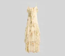 Fit and Flare Abendkleid mit Spaghettiträgern und Volants