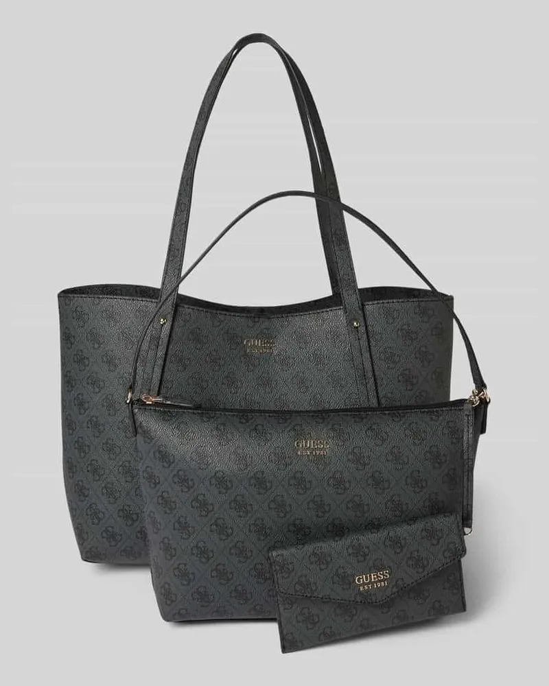 Guess 3-in Handtasche mit Logo-Muster Modell 'BRENTON Anthrazit