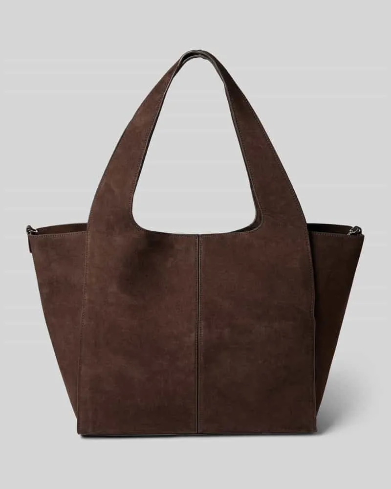 Mango Tote Bag aus Leder-Mix Modell 'Ramona Dunkelbraun