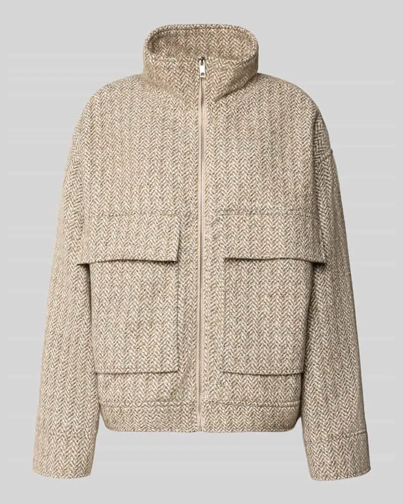 JAKE*S Jacke mit Stehkragen und Pattentaschen Stein