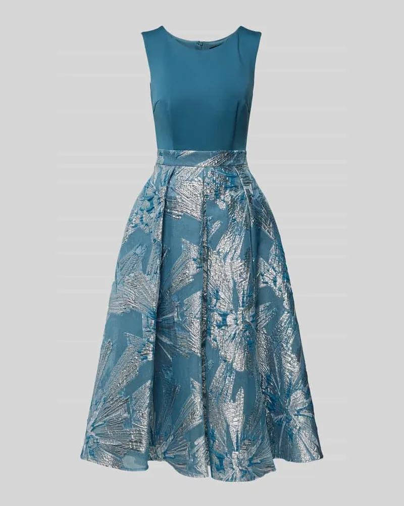 Swing Cocktailkleid mit Rundhalsausschnitt Bleu