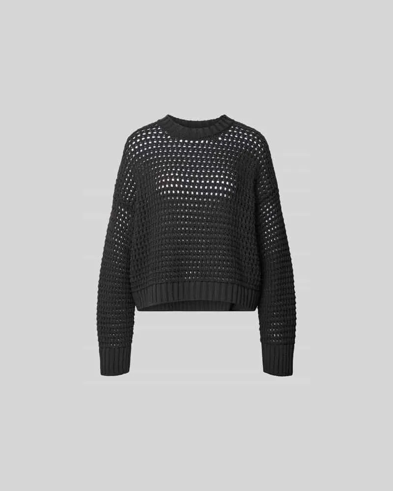 Juvia Relaxed Fit Pullover mit Lockmuster Dunkelbraun