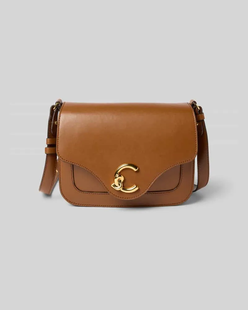 Coccinelle Crossbody Bag mit Logo-Applikation Modell 'Calf Cognac
