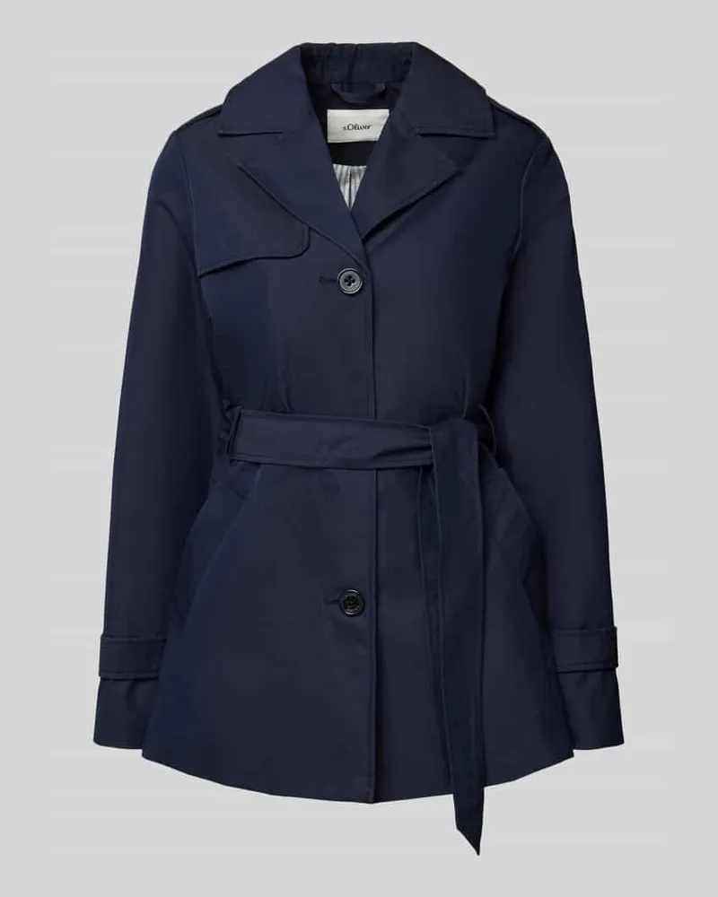 S.Oliver Regular Fit Trenchcoat aus Baumwoll-Mix Marine