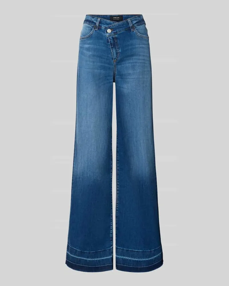 Marc Cain High Waist Bootcut Jeans mit breitem Saum Jeansblau
