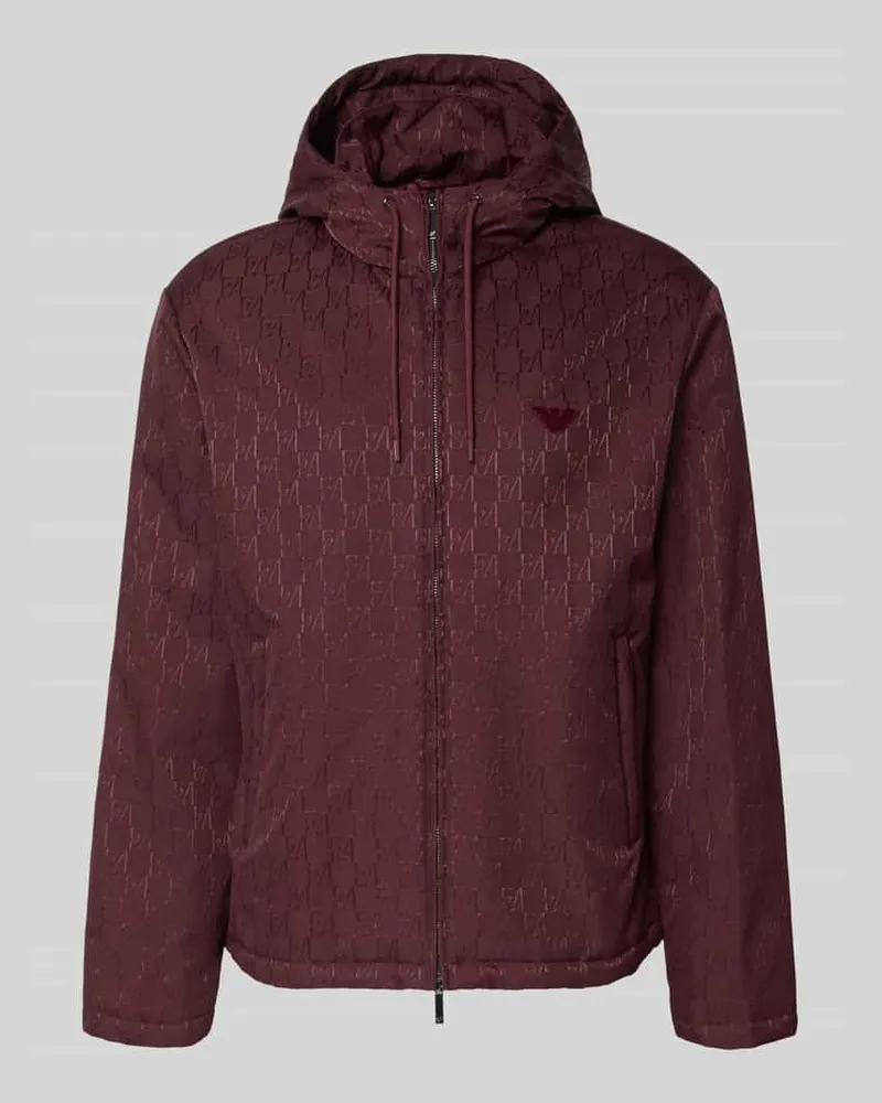 Emporio Armani Regular Fit Jacke mit Allover-Logo-Print Dunkelrot