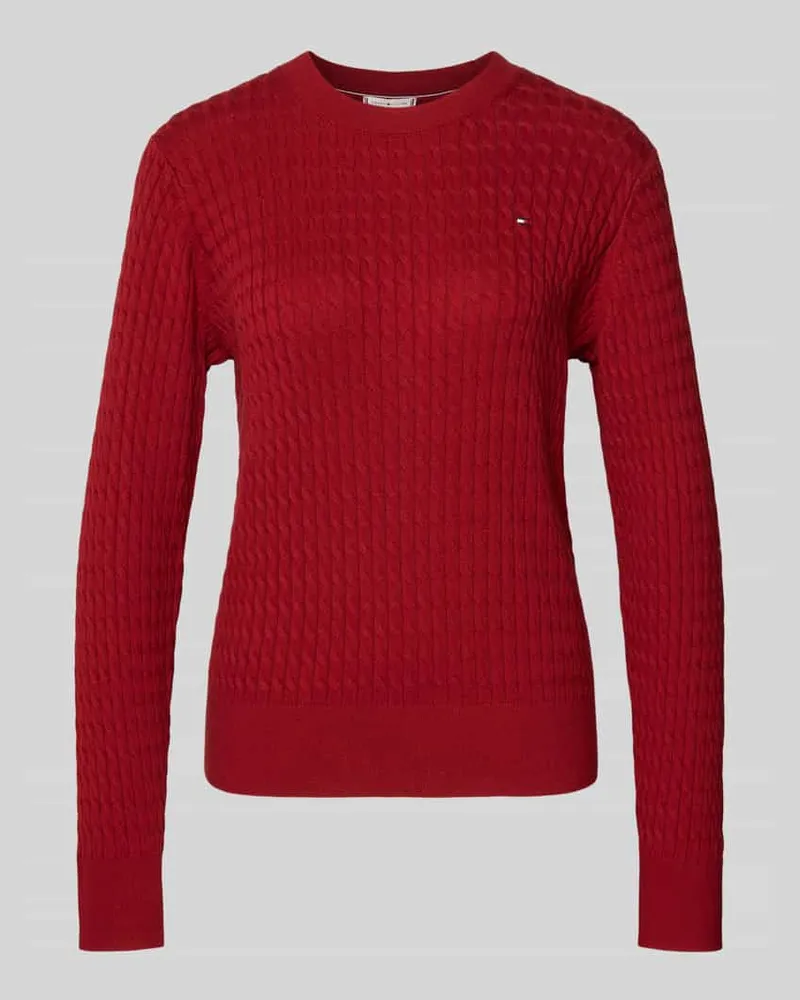 Tommy Hilfiger Regular Fit Strickpullover aus reiner Baumwolle Rot