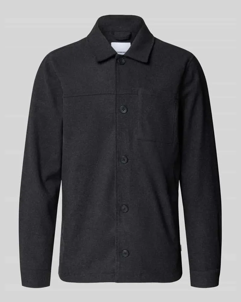 Lindbergh Relaxed Fit Hemdjacke mit Brusttasche Black