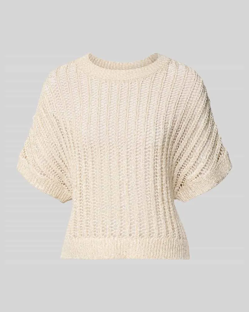 COMMA Strickpullover mit 1/2-Arm und Rundhalsausschnitt Sand