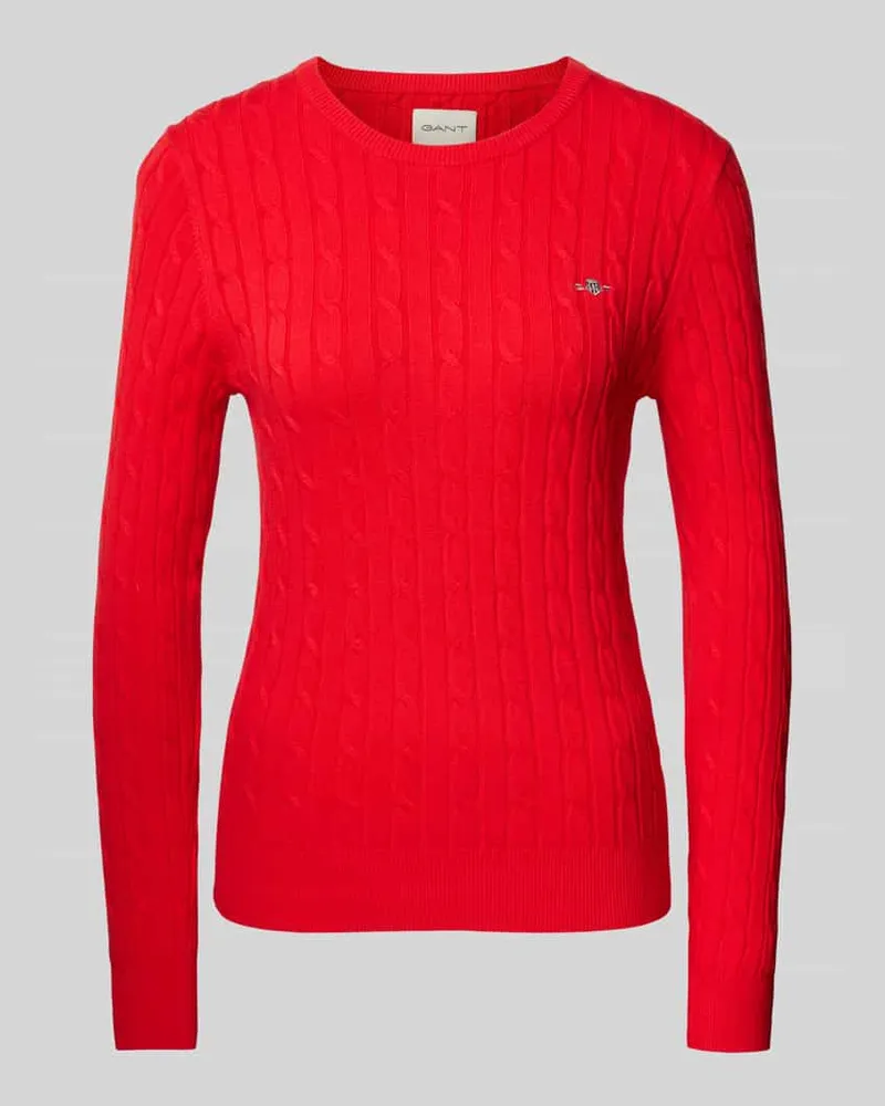 Gant Strickpullover mit gerippten Abschlüssen Rot