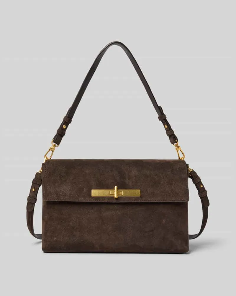 Abro Shoulder Bag aus echtem Leder Dunkelbraun