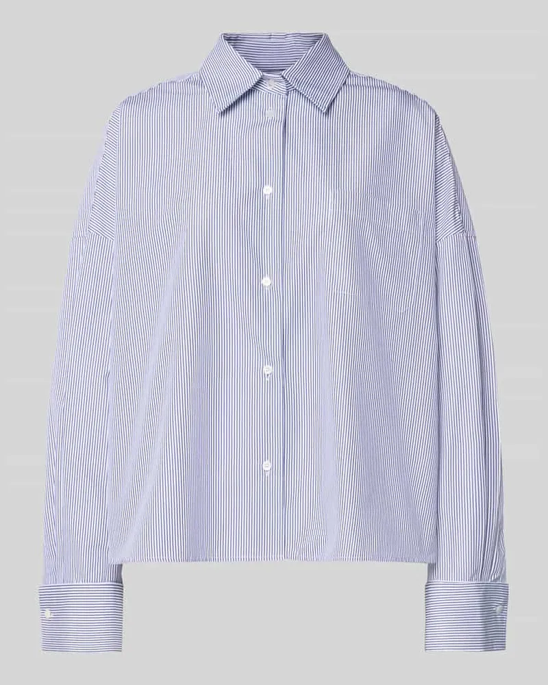 Max Mara Regular Fit Hemdbluse aus reiner Baumwolle Blau