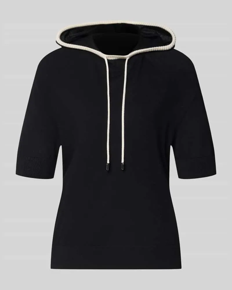 Marc Cain Relaxed Fit Hoodie aus Woll-Mix Black