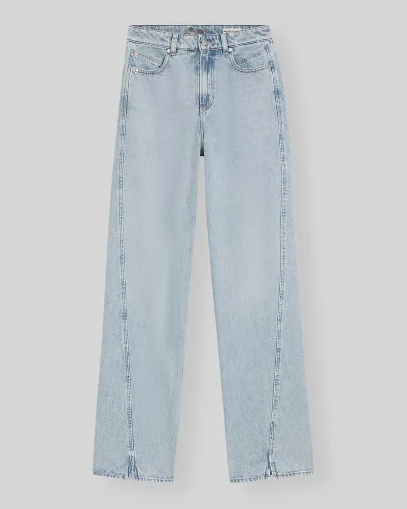 HUGO BOSS Wide Leg Jeans aus reiner Baumwolle mit Ziernähten Modell 'C_MARLENE SLIT HR Hellblau