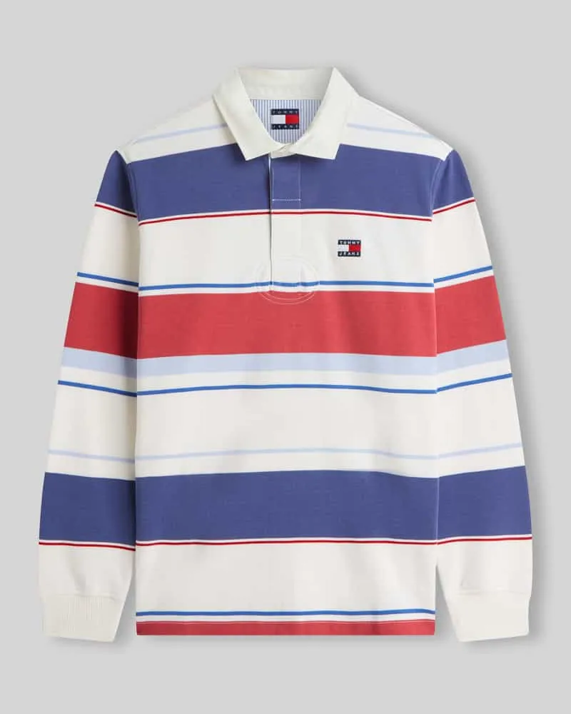 Tommy Hilfiger Regular Fit Rugbyshirt aus reiner Baumwolle Ecru